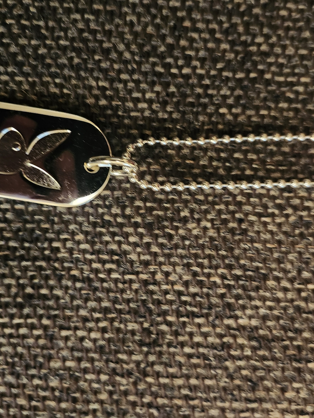 PLAYBOY Silver Reflective Dog Tag Pendant